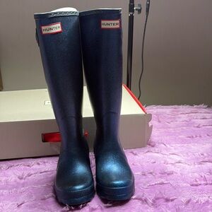 Hunter Womens Starcloud Tall Rain Boots Blue Size 5